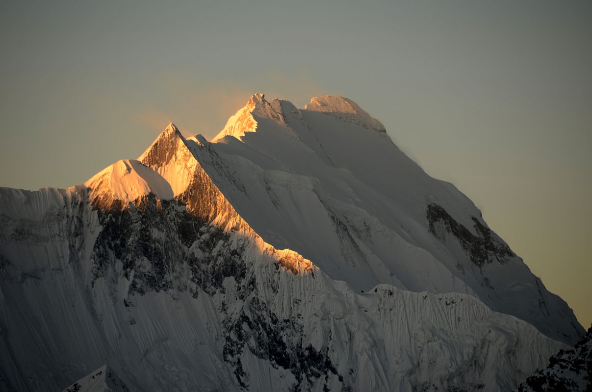 08 Roc Noir Khangsar Kang And Annapurna North Face With Annapurna East, Annapurna Central and Annapurna I Main Summits At Sunrise Climbing From Col Camp To The Chulu Far East Summit 